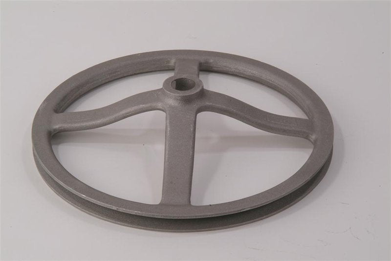 Heavy-duty pulley wheel featuring a solid cast design, made in USA for durability and reliability in Kitchen & Food, Specialty Equipment, Butchering Supplies, Best Sellers, and Promo Eligible collections.