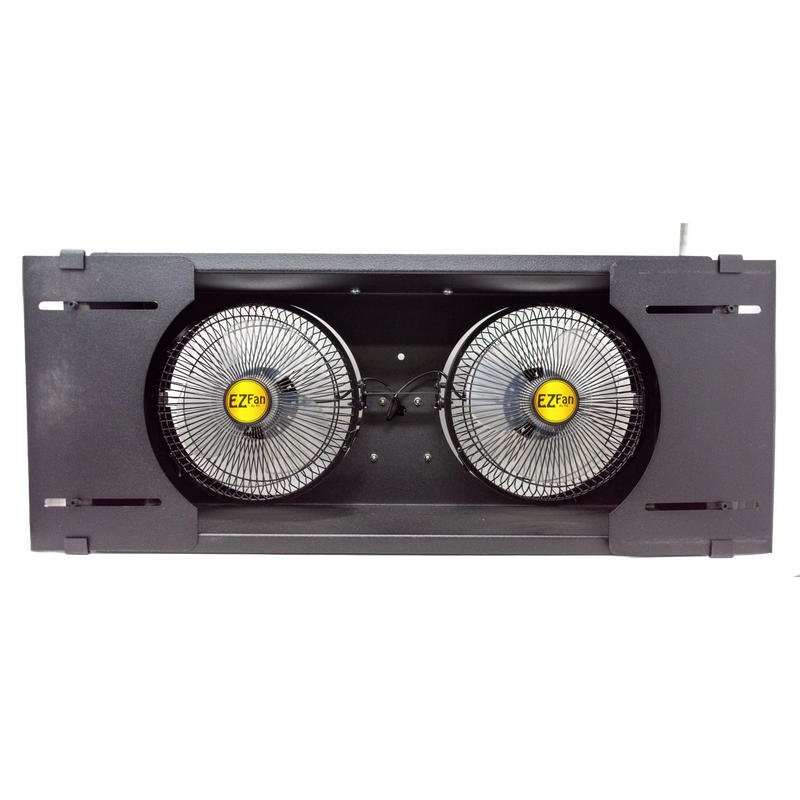 Battery-operated window fan featuring dual 9-inch fans for powerful airflow, designed for flexible cooling in Home & Decor, Farm, Garden & Tool, Emergency Supplies, and Household Helpers collections.