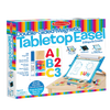 Colorful boxed set of a handcrafted double-sided tabletop easel with magnetic dry-erase board, chalkboard, paper roll, and alphabet magnets for children's arts and crafts, featured in Toys, Books & Games and Best Sellers collections.