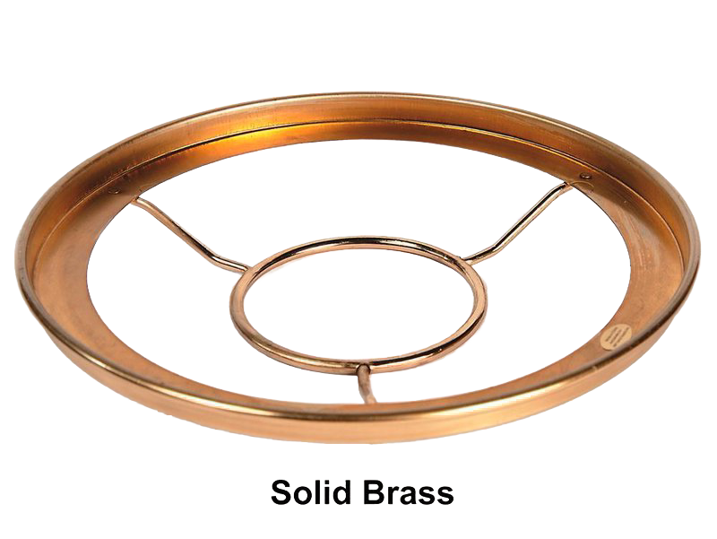 Solid brass ring holder for securing glass lamp shades to burners, handcrafted and featured in Lamps & Lighting, Parts and Accessories, Shade Rings and Holders, Best Sellers, and Promo Eligible collections.