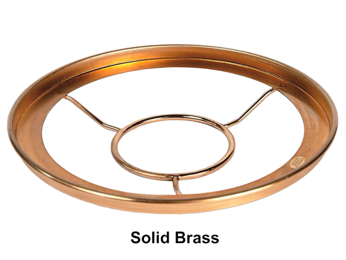 Solid brass ring holder for securing glass lamp shades to burners, handcrafted and featured in Lamps & Lighting, Parts and Accessories, Shade Rings and Holders, Best Sellers, and Promo Eligible collections.