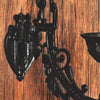 Handcrafted cast iron bracket part with decorative Victorian-style scrollwork and mounting plate, designed for lamps, suitable for Lamps & Lighting, Oil Lamps, Wall Lamps collections.