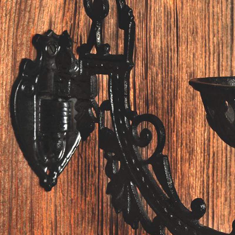 Handcrafted cast iron bracket part with decorative Victorian-style scrollwork and mounting plate, designed for lamps, suitable for Lamps & Lighting, Oil Lamps, Wall Lamps collections.