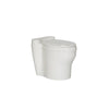 White waterless elongated dry toilet fixture designed for indoor use above a composting unit, featuring an 18-inch seat height and standard size seat, part of Appliances and Composting Toilets collections.