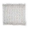 Square handcrafted chainmail scrubber made from food-grade stainless steel, designed for cleaning cast iron and carbon steel cookware, part of USA Made and Kitchen & Food collections.