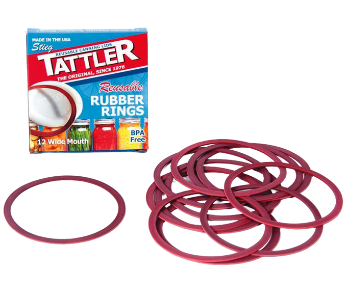 Pack of 12 red reusable wide mouth rubber rings for canning jar lids, BPA free, ideal for Kitchen & Food, Food Preservation, and Canning Accessories collections.