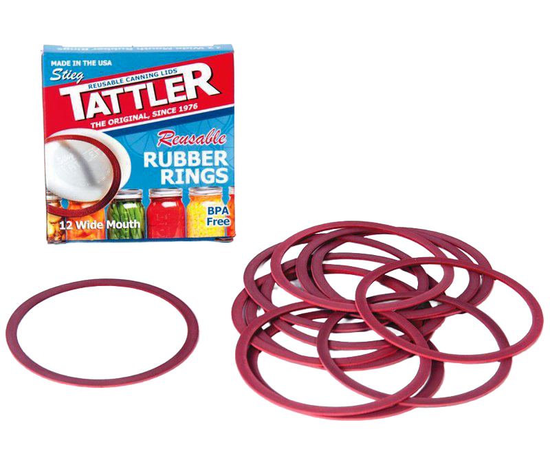 Pack of 12 red reusable wide mouth rubber rings for canning jar lids, BPA free, ideal for Kitchen & Food, Food Preservation, and Canning Accessories collections.