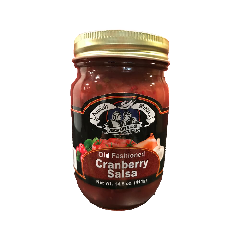 Jar of handcrafted cranberry salsa with rich, chunky texture and natural ingredients, perfect for Kitchen & Food, Snacks and Sweets, Pantry, and USA Made collections.