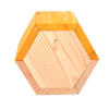 Handcrafted hexagonal pine wood bee house with paper straw nesting tubes, designed to shelter beneficial bees in farm, garden, and outdoor settings, featured in Best Sellers.