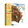 Handcrafted 1000-piece jigsaw puzzle featuring a vibrant Noah's Ark scene with diverse animals and a rainbow, made in USA, perfect for Toys, Books & Games and Puzzles collections.