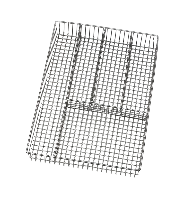 Large grid-patterned silverware tray organizer with five compartments, designed to neatly arrange cutlery and utensils, suitable for Kitchen & Food and Kitchen Accessories collections.