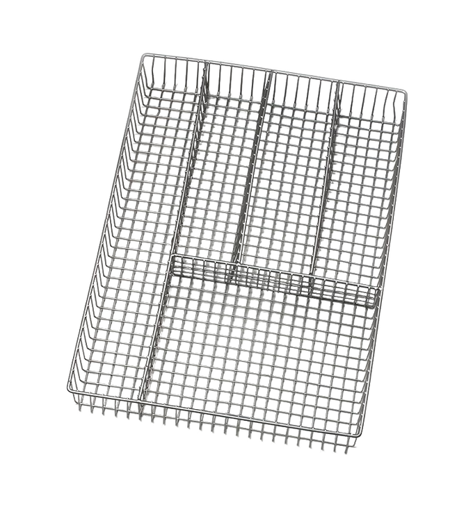 Large grid-patterned silverware tray organizer with five compartments, designed to neatly arrange cutlery and utensils, suitable for Kitchen & Food and Kitchen Accessories collections.