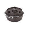 Heavy-duty cast iron Dutch oven with flat base and secure lid featuring raised feet for heat circulation, ideal for open-air and kitchen cooking, featured in Kitchen & Food, Cookware, Cast Iron, Best Sellers, and Promo Eligible collections.