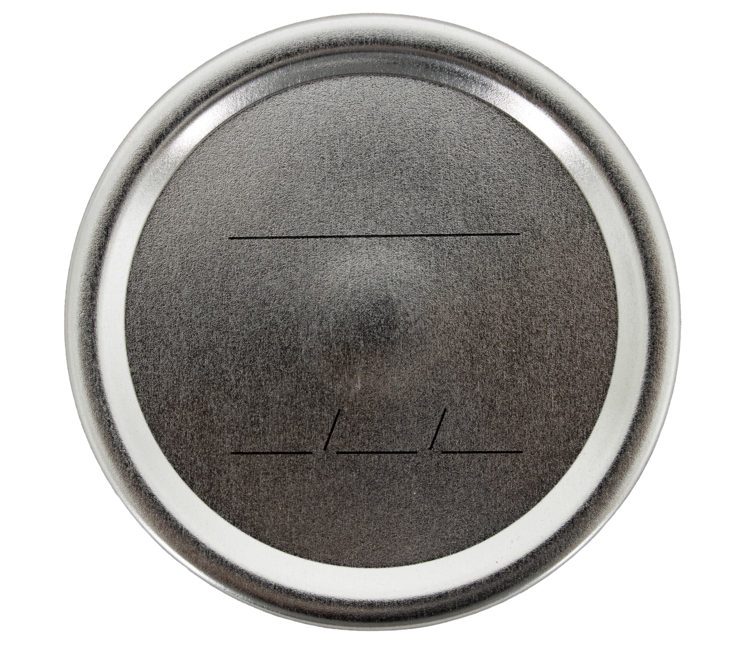 Silver-toned wide-mouth metal jar lid featuring faint date marking lines and a BPA-free sealing compound, designed for airtight food preservation in Kitchen & Food, Food Preservation, Canning, and Best Sellers collections.