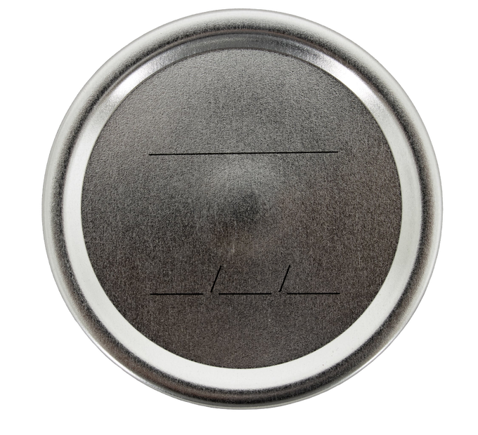 Silver-toned wide-mouth metal jar lid featuring faint date marking lines and a BPA-free sealing compound, designed for airtight food preservation in Kitchen & Food, Food Preservation, Canning, and Best Sellers collections.