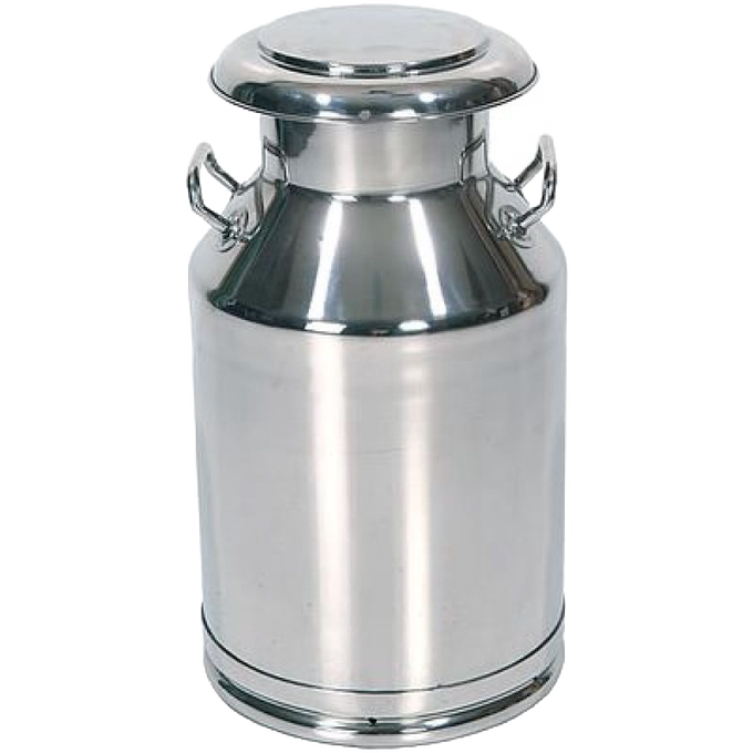 Handcrafted large 40-liter stainless steel milk can with shining finish, solid handles, and tight-fitting lid, ideal for Farm, Garden & Tool, Animal Care, Best Sellers, and Promo Eligible collections.