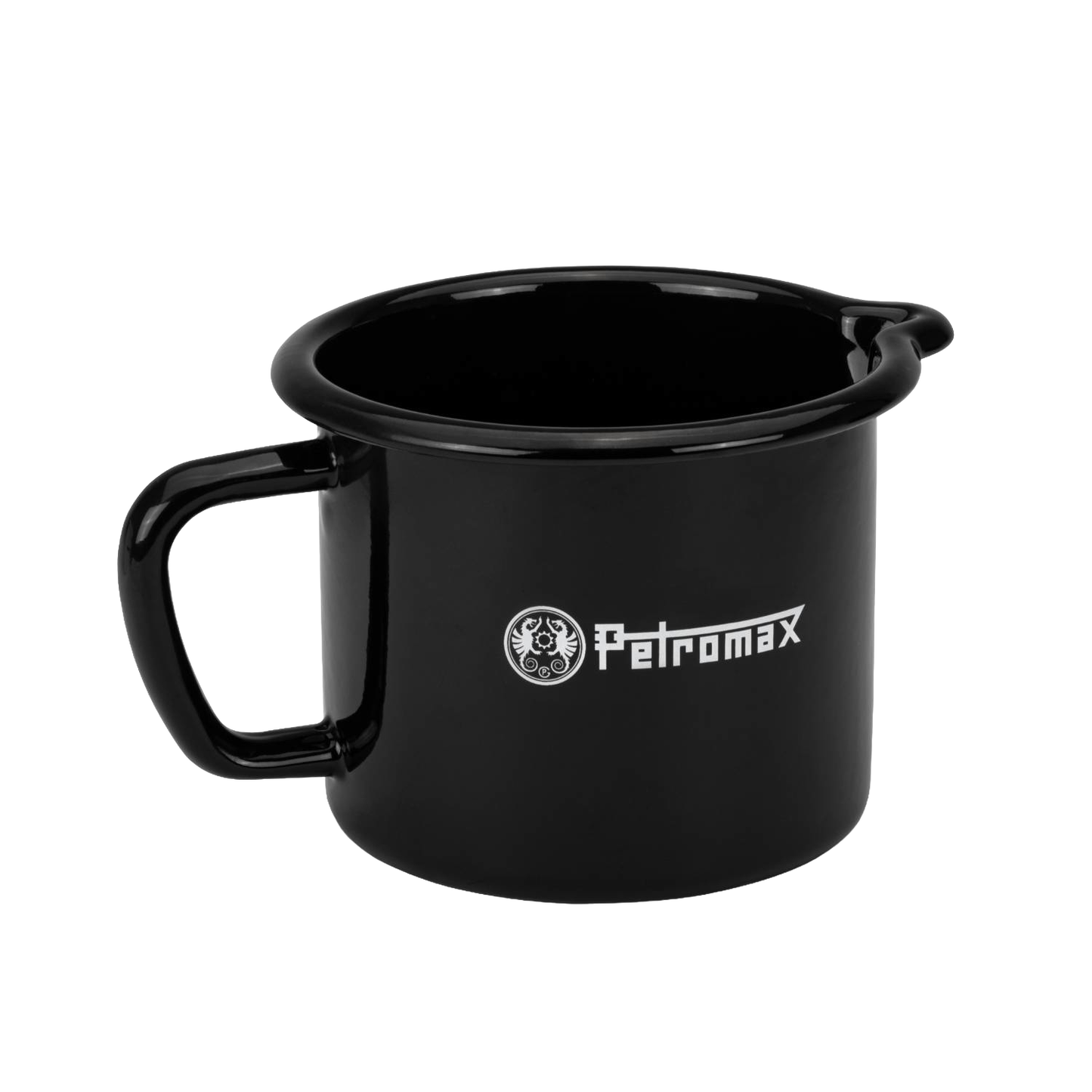 Black enameled steel milk pot with sturdy handle and spout for easy pouring, handcrafted for outdoor use in Farm, Garden & Tool, Kitchen & Food, Camping, Cookware, Pots and Pans, and Best Sellers collections.