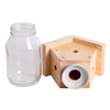 Handcrafted pine wood and glass outdoor trap designed to attract and capture carpenter bees, part of farm, garden & tool, pest control, and Amish made collections, USA made.