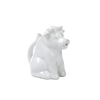 Glossy white porcelain creamer shaped like a sitting cow with a tail handle and pouring-spout mouth, handcrafted and perfect for Kitchen & Food, Brewing Coffee and Tea, Dinnerware collections.