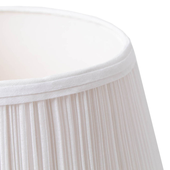 Close-up of a high-quality white cloth pleated lamp shade with soft fabric texture, handcrafted for lamps and lighting, featured in best sellers and accessories collections.