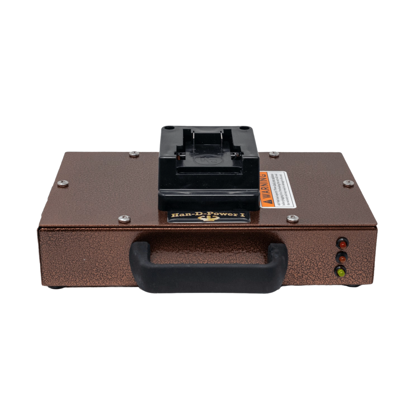 Compact portable inverter with textured brown metal casing, black handle, and battery slot, designed for reliable power supply in Farm, Garden & Tool and Emergency Supplies collections.