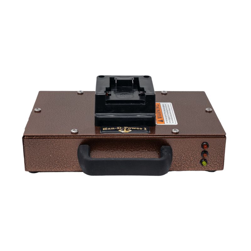 Compact portable inverter with textured brown metal casing, black handle, and battery slot, designed for reliable power supply in Farm, Garden & Tool and Emergency Supplies collections.