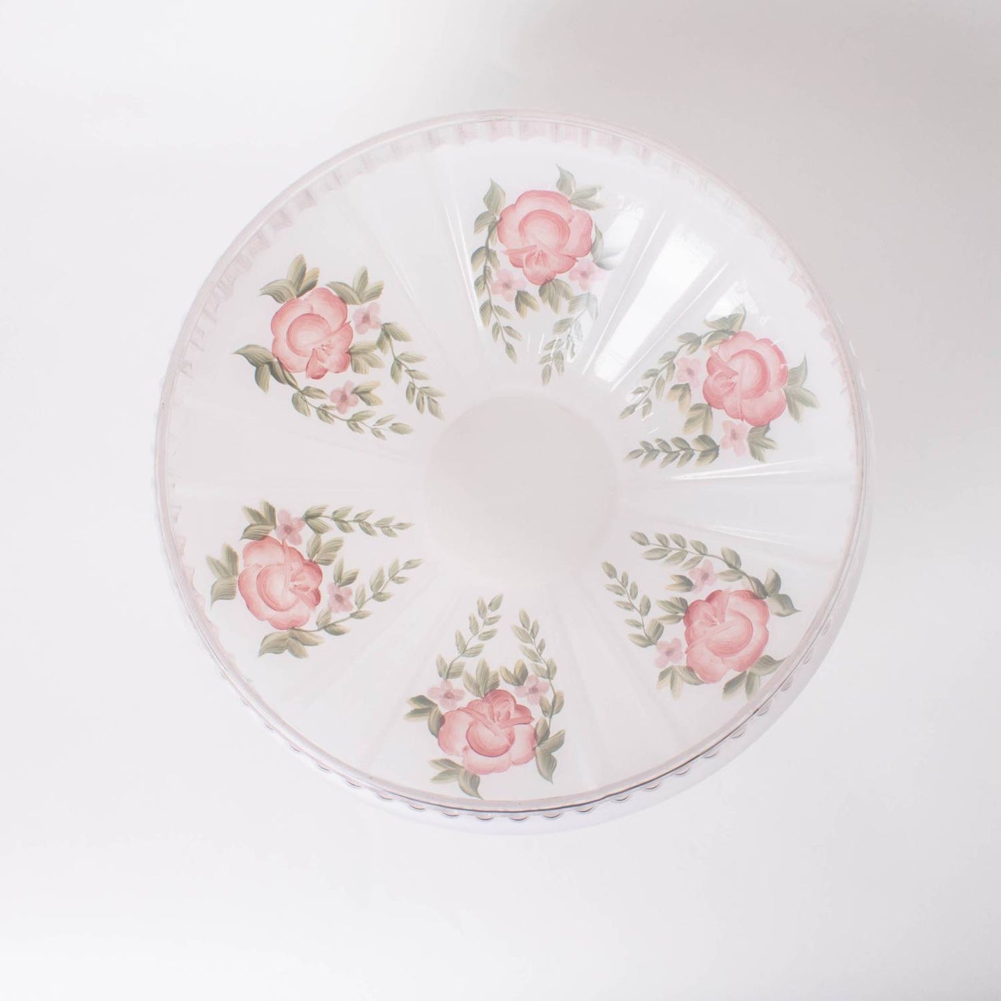 Handcrafted 10-inch glass lamp shade featuring soft red roses and green leaves, designed to gently diffuse light, ideal for Lamps & Lighting, Parts and Accessories, Lamp Shades, Best Sellers, and Promo Eligible collections.