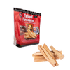 Bundle of natural pine fatwood sticks arranged beside a branded red firestarter package, ideal for camping, stoves, emergency supplies, hearth accessories, and farm and garden tool collections.
