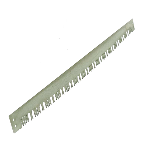 Long precision ground saw blade with wide perforated lance tooth cutter, designed for heavy wood cutting and hauling in farm, garden, and USA made hand tools collections.
