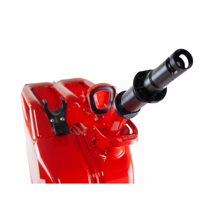 Durable red steel fuel container with a safety spout and adapter designed for reliable use in Farm, Garden & Tool, Emergency Supplies, and Best Sellers collections.