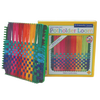Colorful handcrafted yarn potholder woven on a sturdy metal loom, displayed next to its box highlighting an engaging arts and crafts kit for children in USA Made Toys, Books & Games and Indoor Play collections.