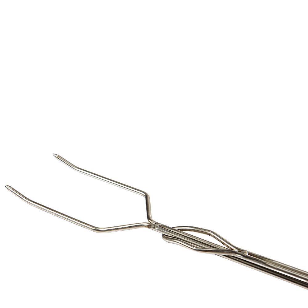 Handcrafted stainless steel skewer with adjustable length and dual prongs for securely roasting bread, vegetables, and small sausages over an open fire, perfect for Farm, Garden & Tool, Camping, Best Sellers, and Promo Eligible collections.