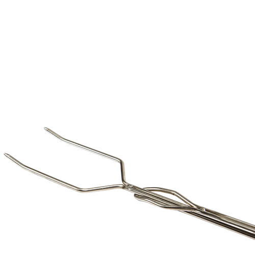 Handcrafted stainless steel skewer with adjustable length and dual prongs for securely roasting bread, vegetables, and small sausages over an open fire, perfect for Farm, Garden & Tool, Camping, Best Sellers, and Promo Eligible collections.