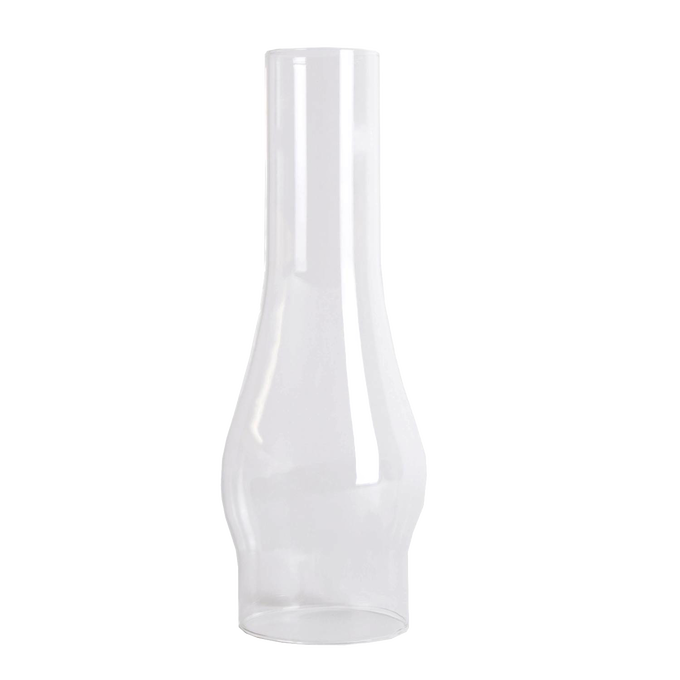 Clear glass oil lamp chimney with 3-inch base diameter, handcrafted for durability, suitable for Lamps & Lighting, Parts and Accessories, Chimneys and Globes, Best Sellers, and Promo Eligible collections.