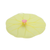 Light yellow reusable silicone bowl cover shaped like a lilypad with a small pink knob, perfect for airtight food storage, featured in Kitchen & Food and Kitchen Gadgets collections.